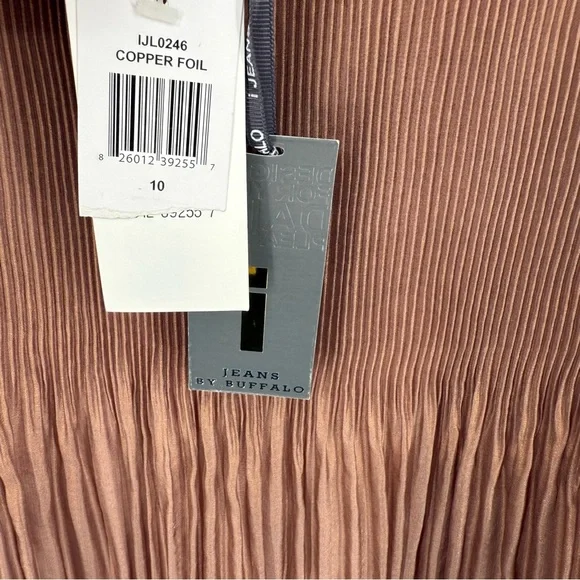 i jeans by Buffalo Accordion Pleated Copper Brown Mini Skirt Lined Size 10 - Picture 3 of 8